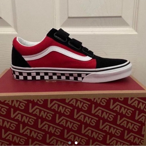 Vans Shoes Vans V Logo Pop Skate Shoe Redblack Poshmark